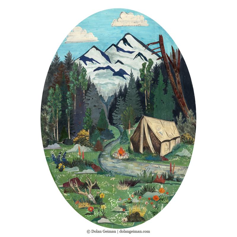 Tent Camping in the Mountains | Archival Print