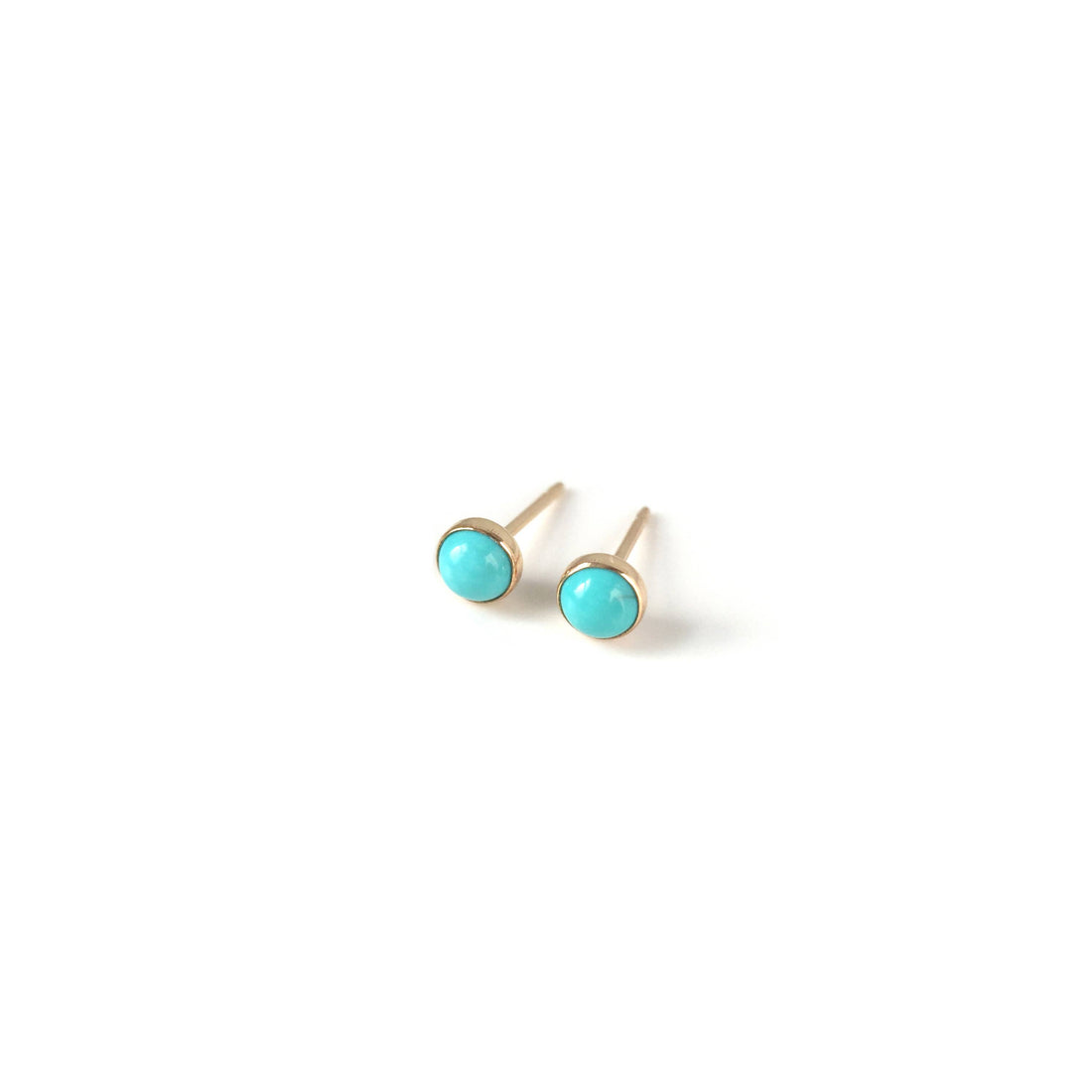 Turquoise Stone Dot Studs Earrings | Gold