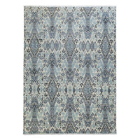 9'0"x12'7" | Grey & Blue Ikat | Wool | 8935