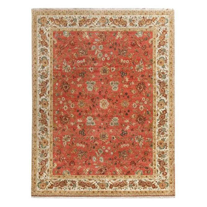 9'0"x11'11" | Terracotta & Cream Floral | Wool | 8937