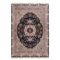 8'4"x11'9" | Rose & Black Tabriz | Wool & Silk | 8943