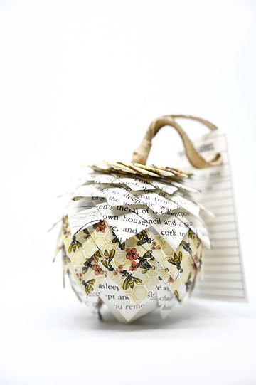 Winnie the Pooh + Floral Print Book Page Ornament