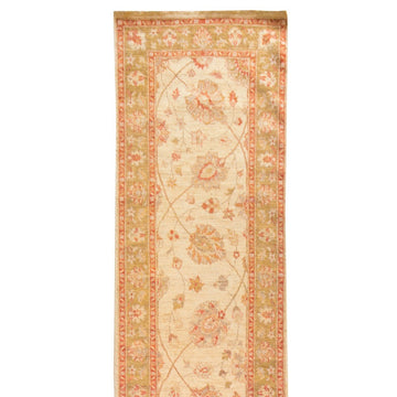 Ivory and Olive Wool Rug 3' x 12' - Artisan's Bench