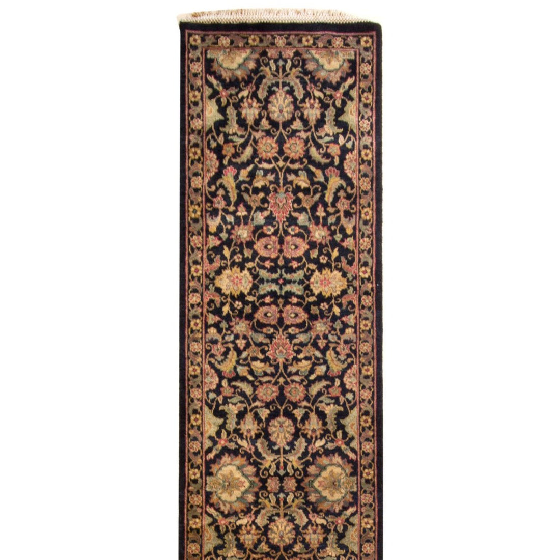 Black and Taupe Wool Rug 1 - 2 1/2' x 12' - Artisan's Bench