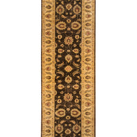 2'7"x9'2" | Brown & Tan Runner | Wool | 9962