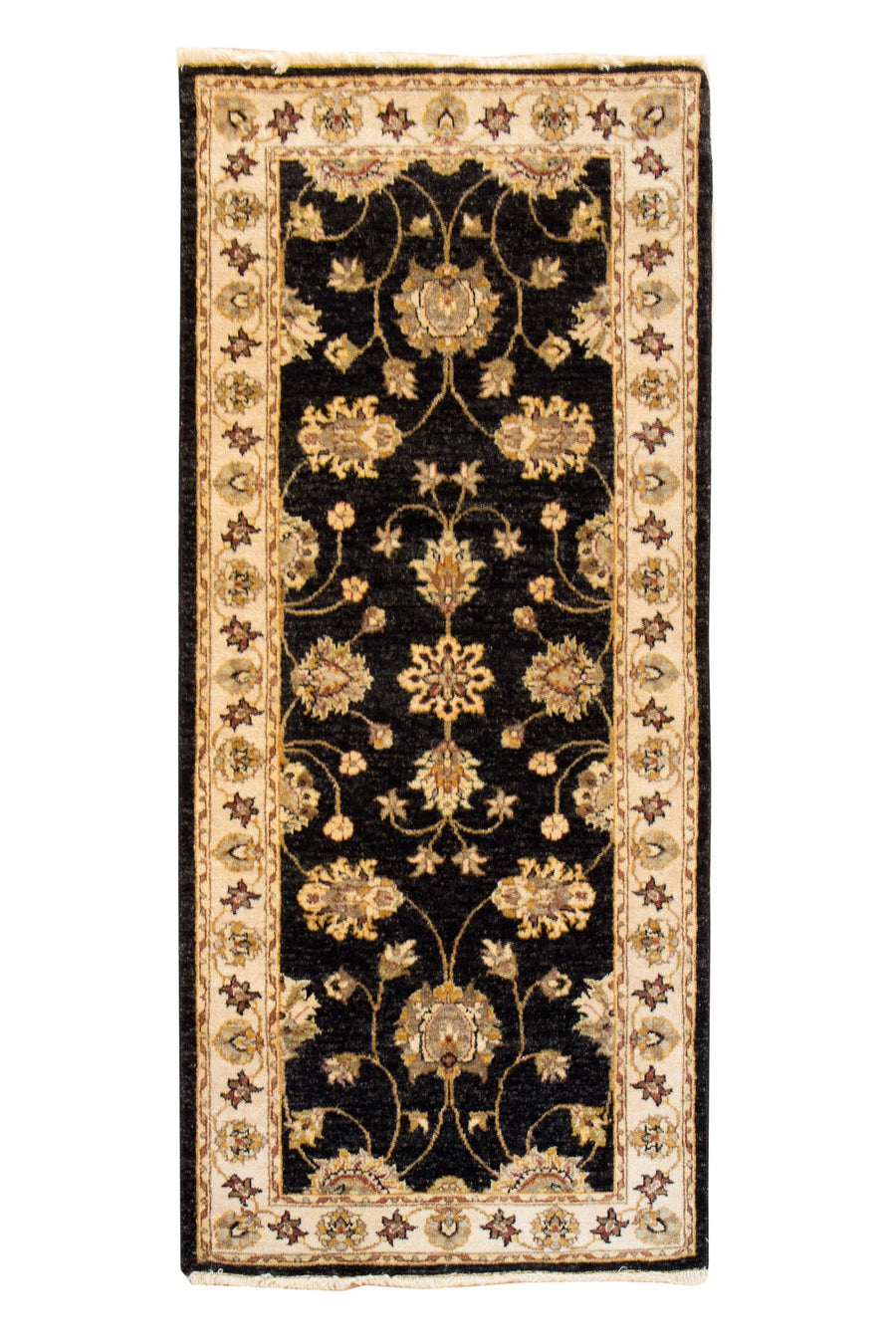 2'7"x6'3" | Ivory & Black Runner | Wool | 9965