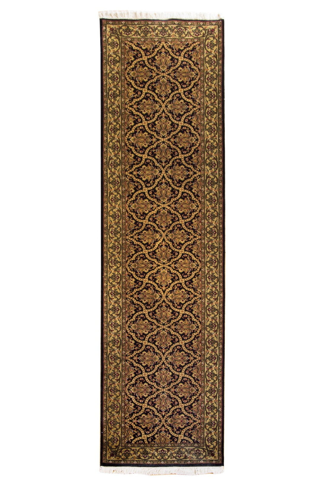 2'6"x10'0" | Black & Gold Runner | Wool | 9966