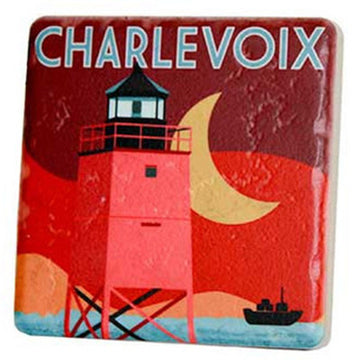 Charlevoix Travel Poster Coaster - Artisan's Bench