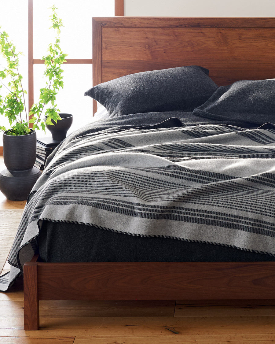 Eco-Wise Wool Throw | Irving Grey Stripe