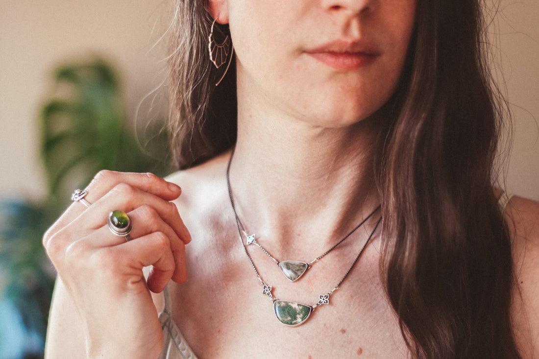Meraki Moss Agate Necklace no.2