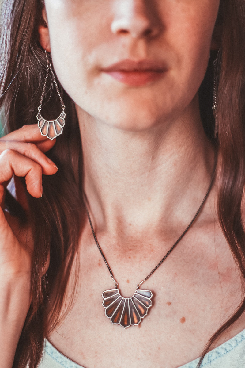 Bee Copper Petal Chain Earrings