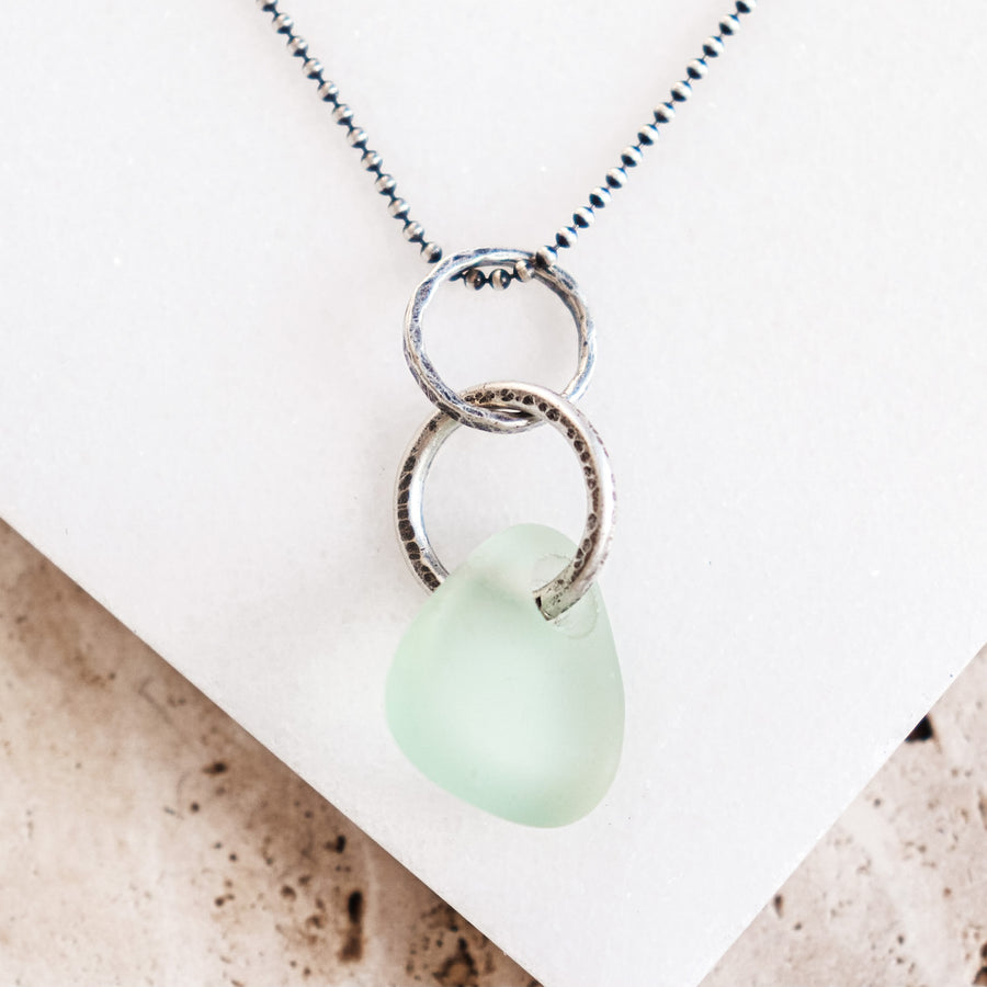 Green Michigan Beach Glass Necklace