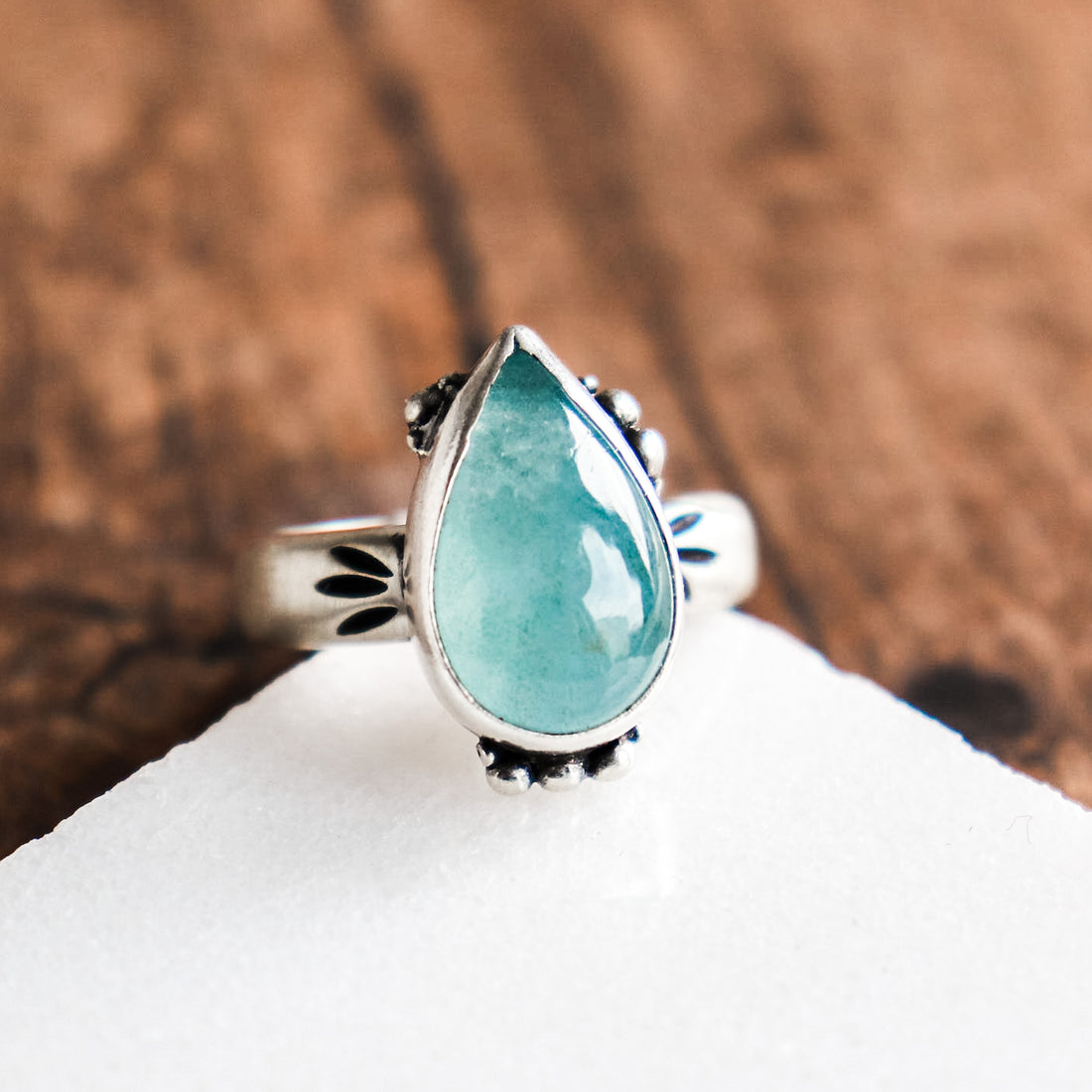Size 9 | Aquamarine Teardrop Ring