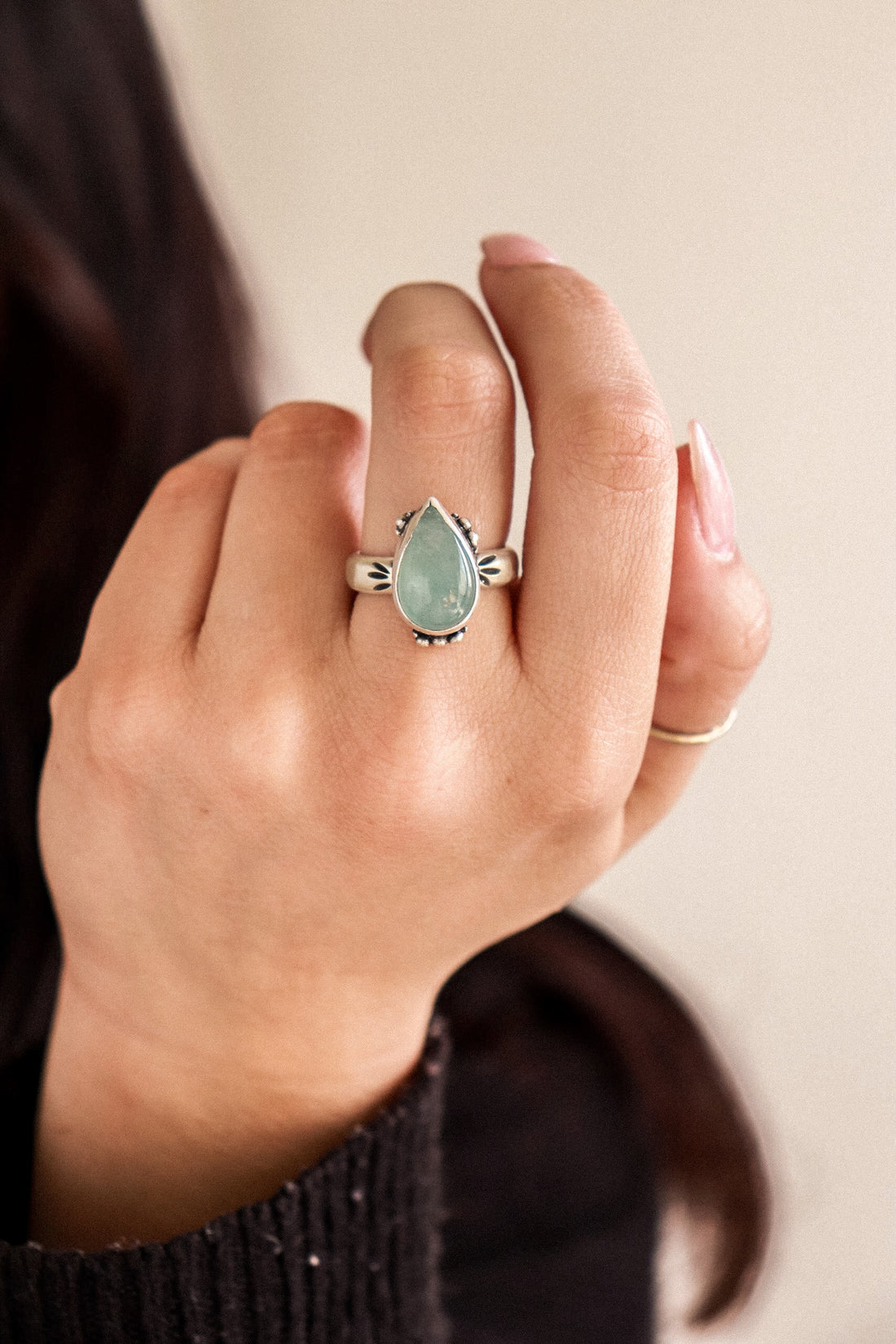 Size 9 | Aquamarine Teardrop Ring