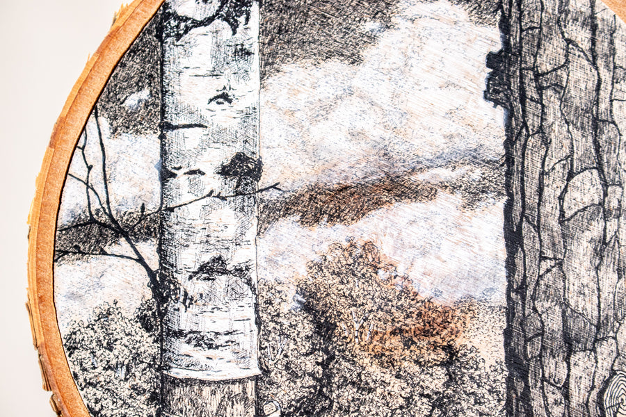The Meadow's Edge | Drawing on Wood