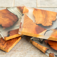 Cedar & Resin Coasters | Set of 4