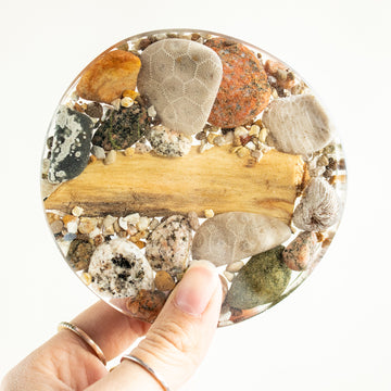 Michigan Stones in Resin Coaster