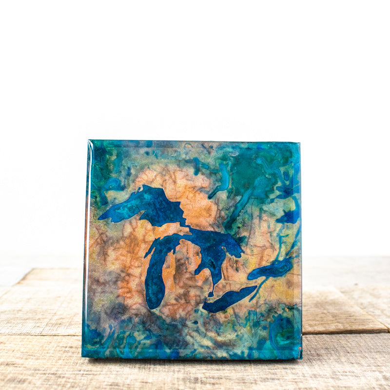Great Lakes Copper Patina Tile/Coaster | 4x4