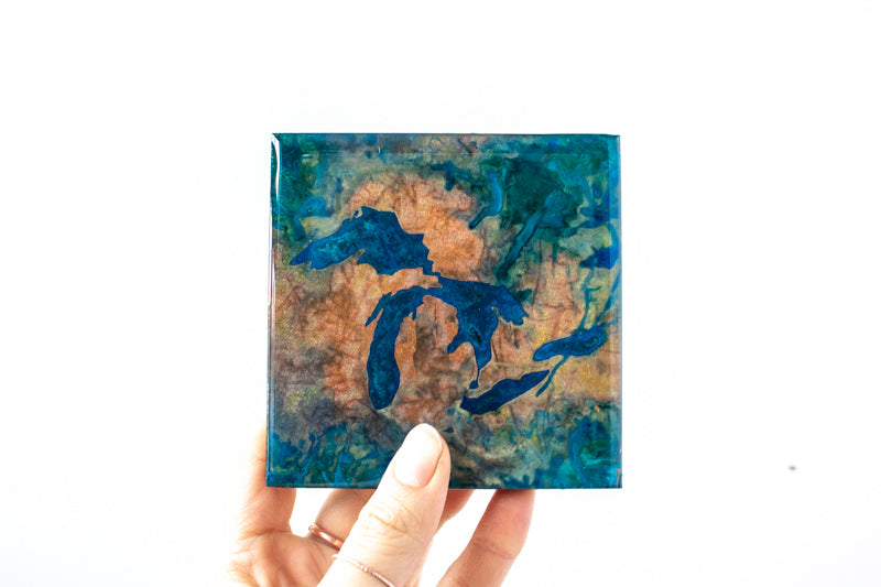 Great Lakes Copper Patina Tile/Coaster | 4x4