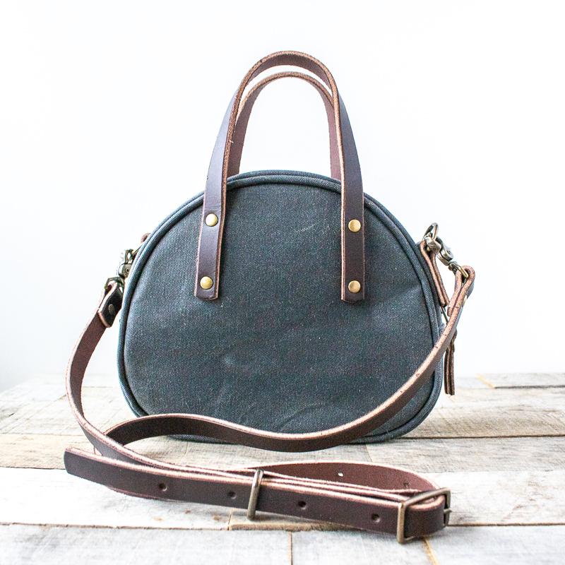 Waxed Canvas Half Circle Purse | Grey