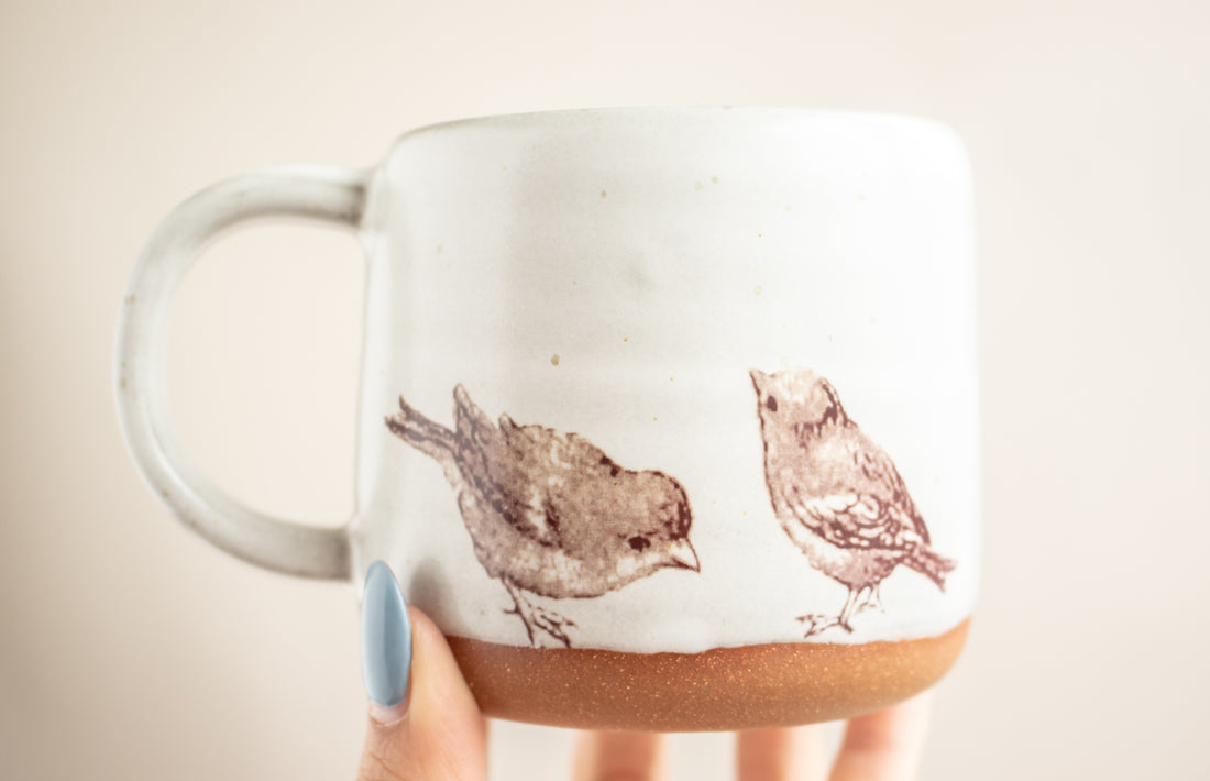 Perched Sparrows Mug | Cream