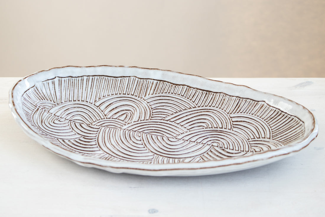 Waves + Lines Oval Tray