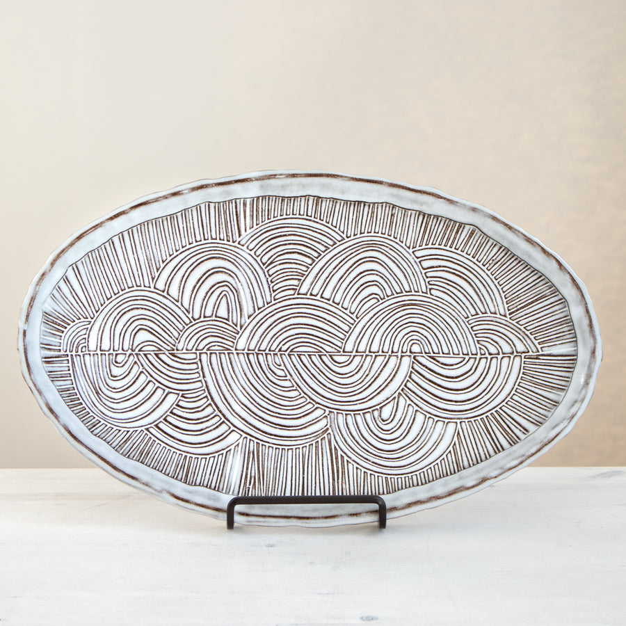 Waves + Lines Oval Tray