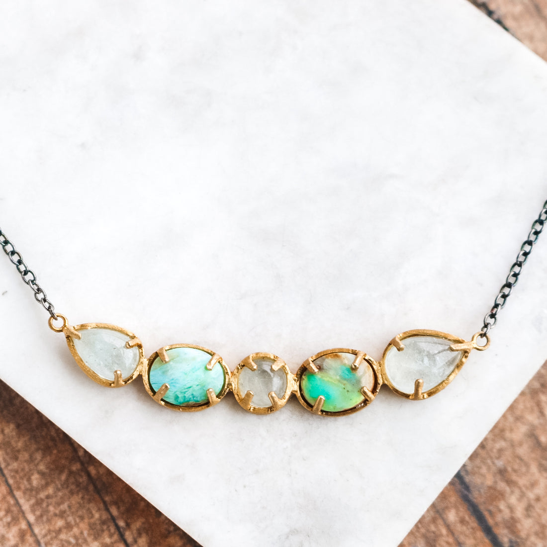 Aqua Turquoise Curved Necklace