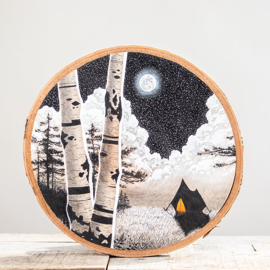 Campsite | Drawing on Wood