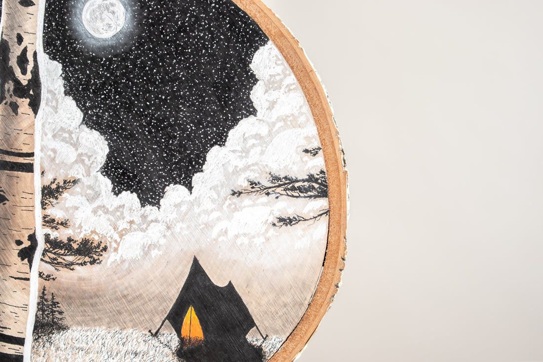 Campsite | Drawing on Wood