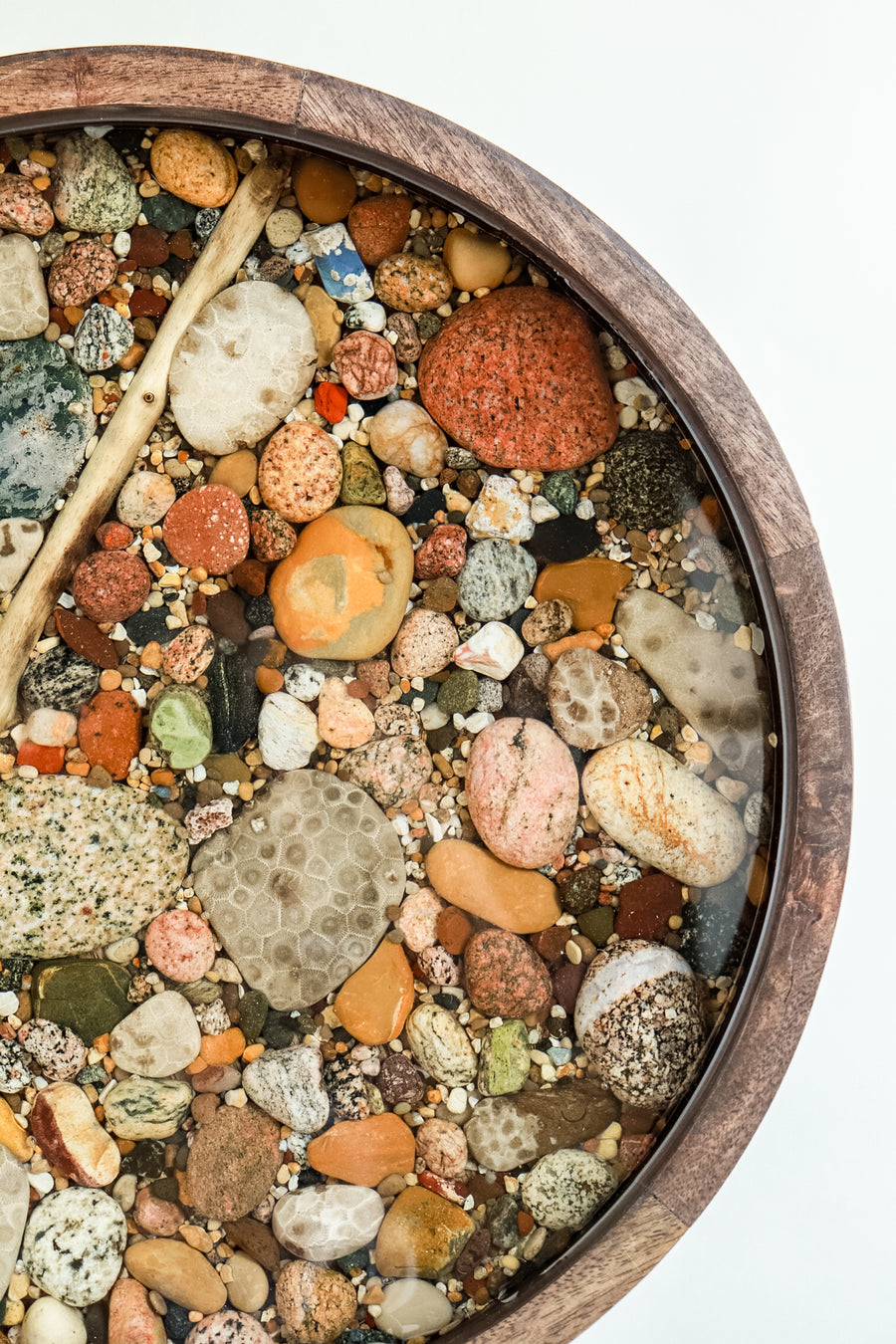 Michigan Stones in Resin Lazy Susan