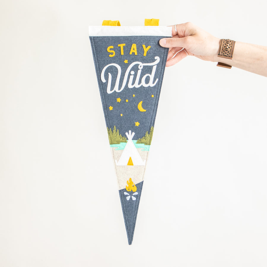Stay Wild Pennant | Charcoal