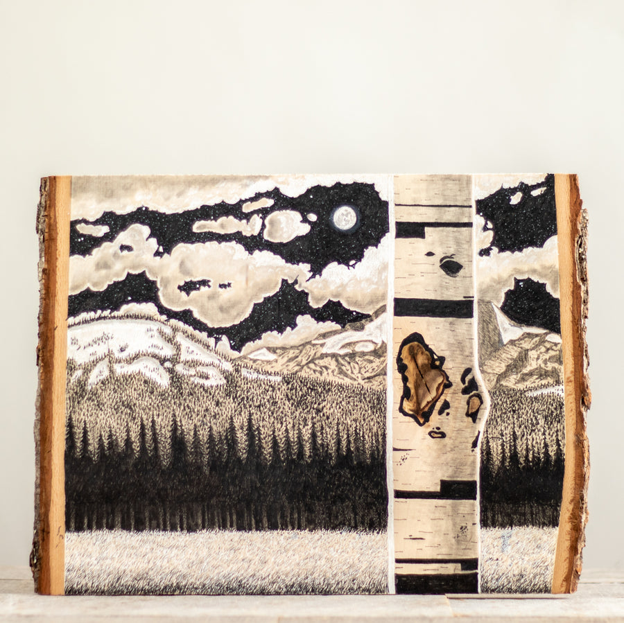A Cold Night | Drawing on Wood
