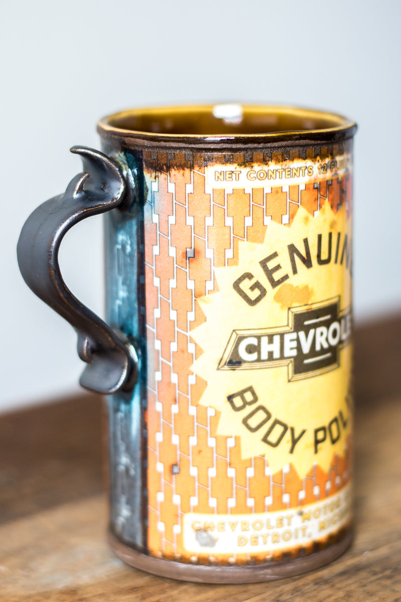 Oil Can Mug | Orange Chevy