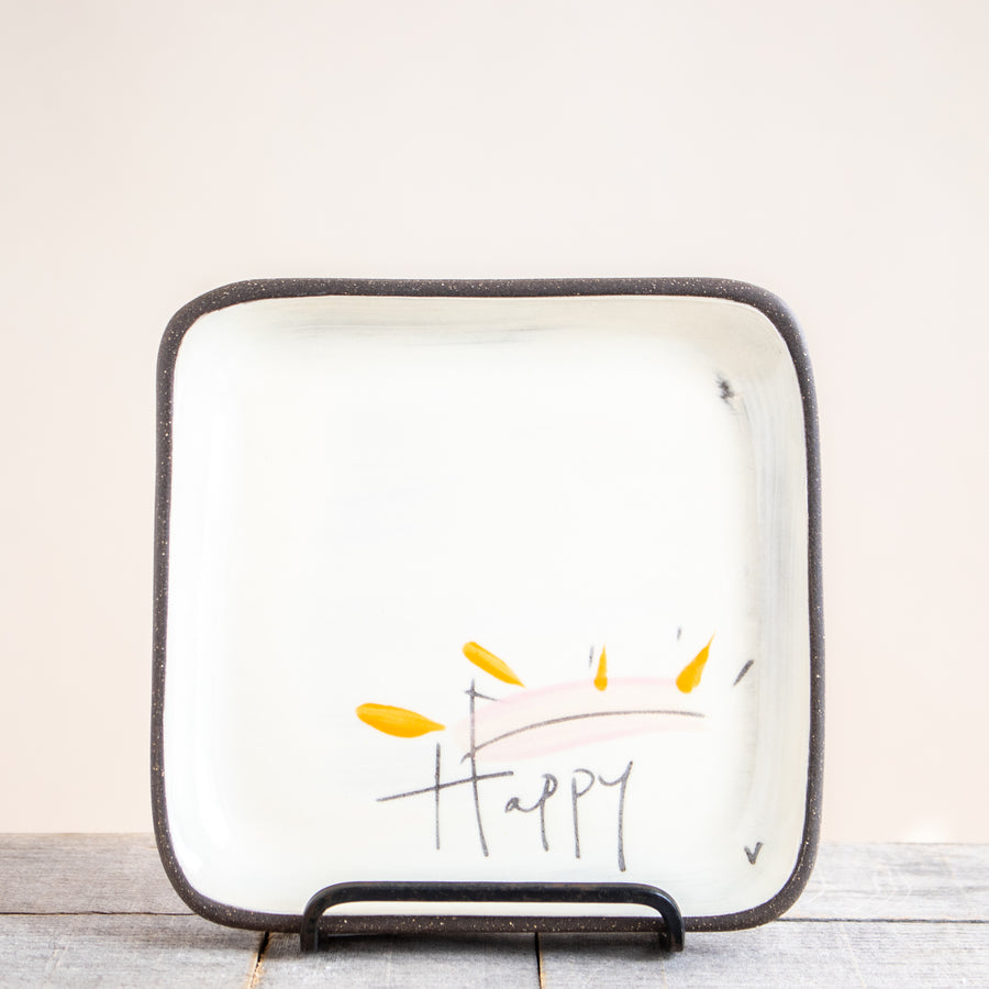 Small Square Plate | Happy