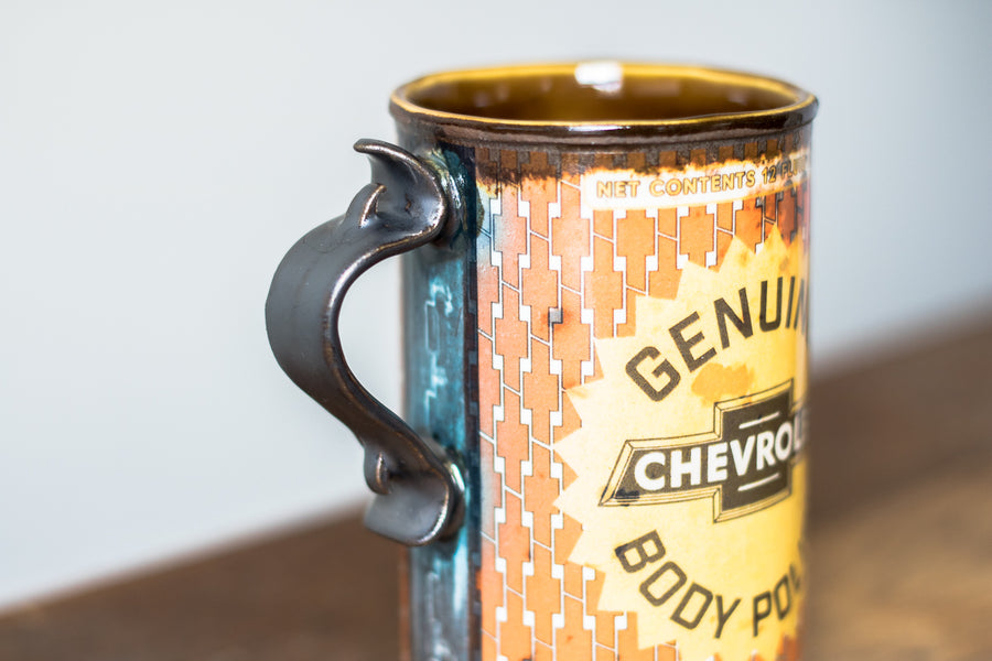 Oil Can Mug | Orange Chevy