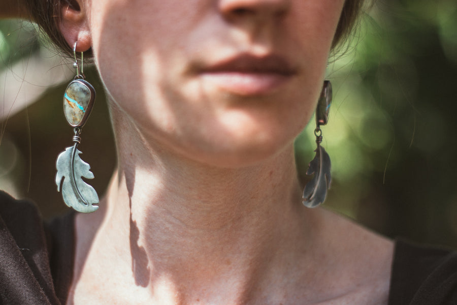 Royston Ribbon Feather Earrings