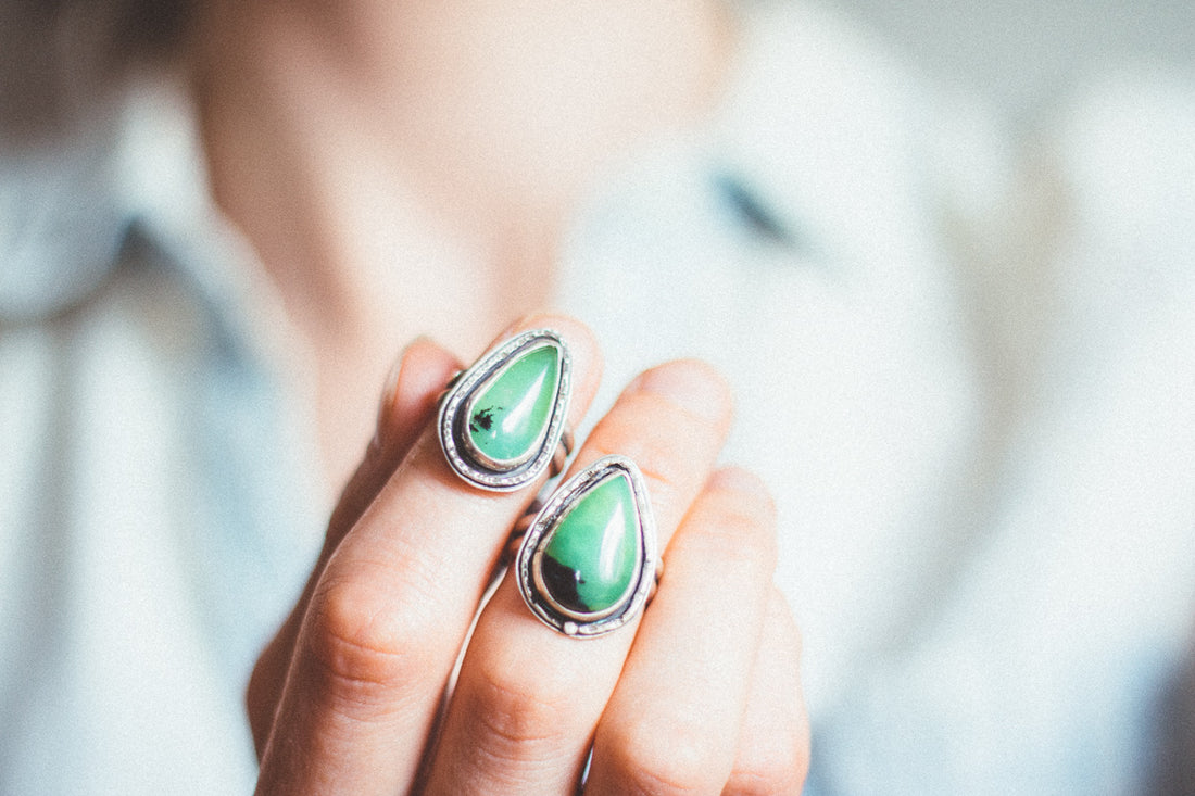 Size 5.75 | Chrysoprase Thin Teardrop Ring