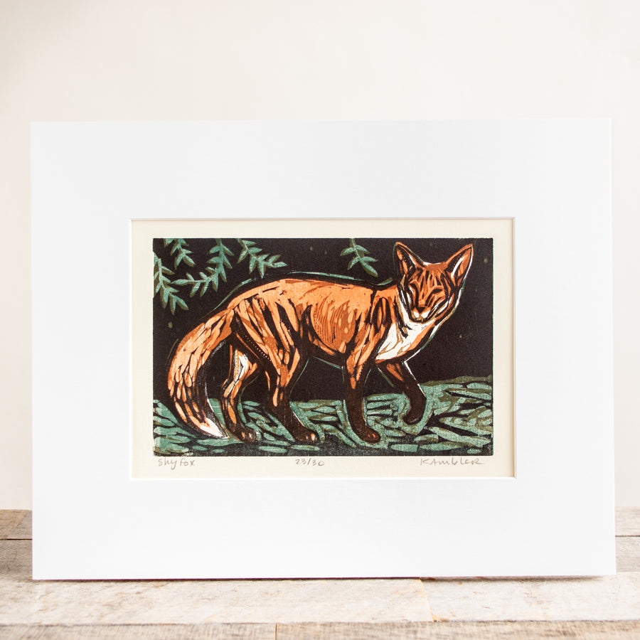 Shy Fox 11x14 | Woodblock Print