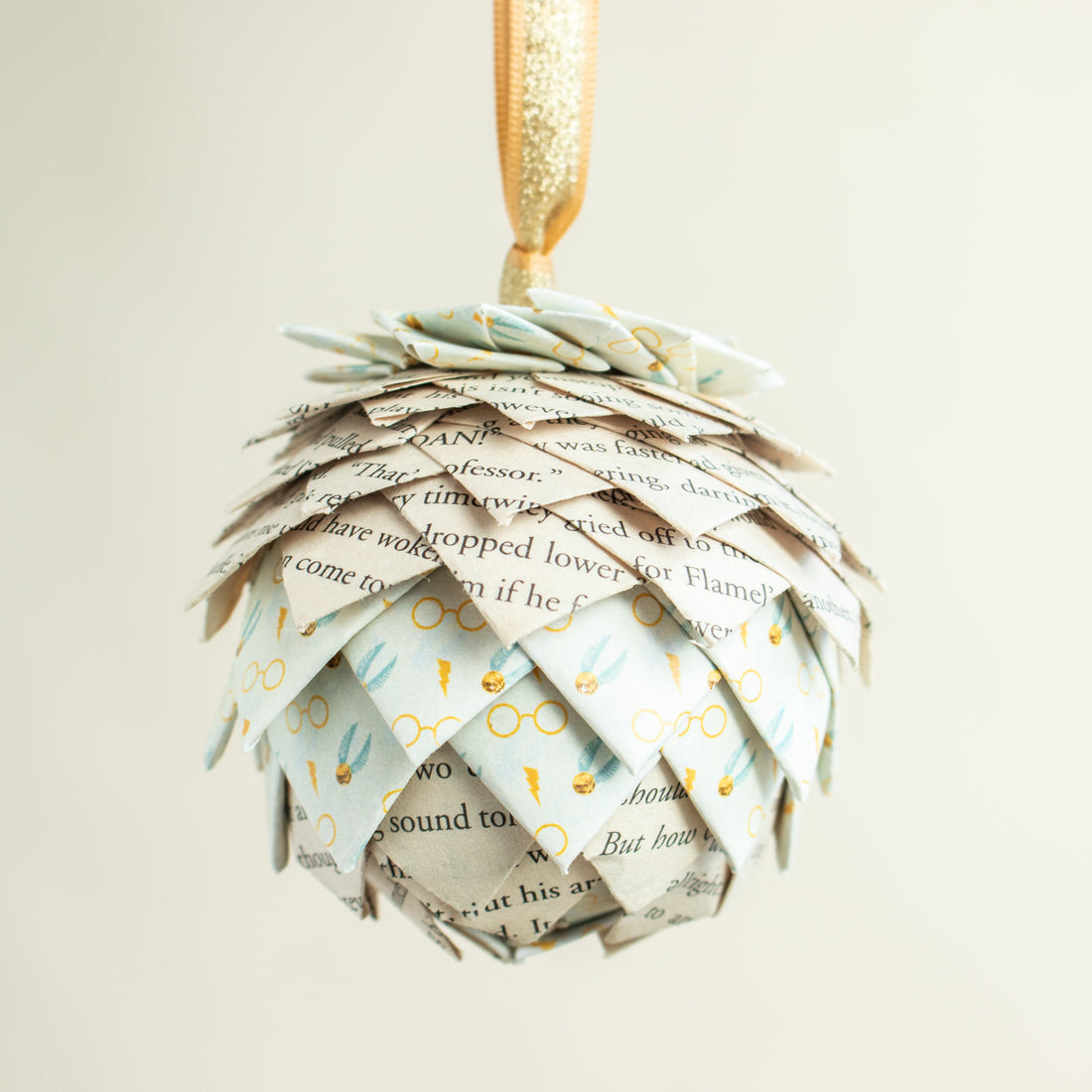 Harry Potter White Golden Snitch Book Page Ornament