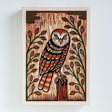 Owl 13x19 | Painted Wood Carving
