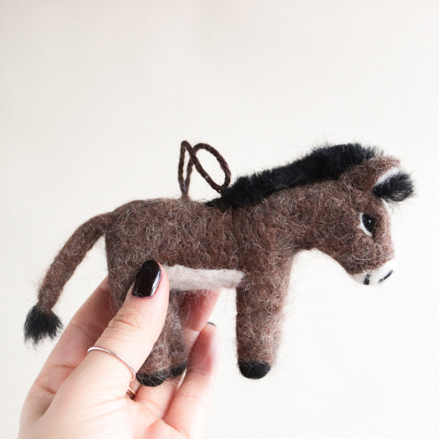 Brown Donkey Felt Ornament