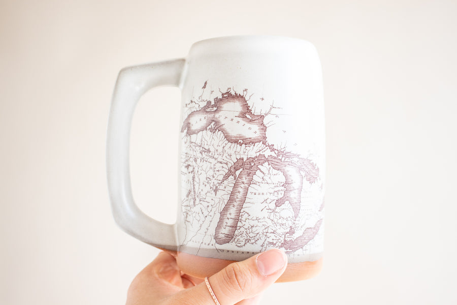 Michigan Map Stein | Cream