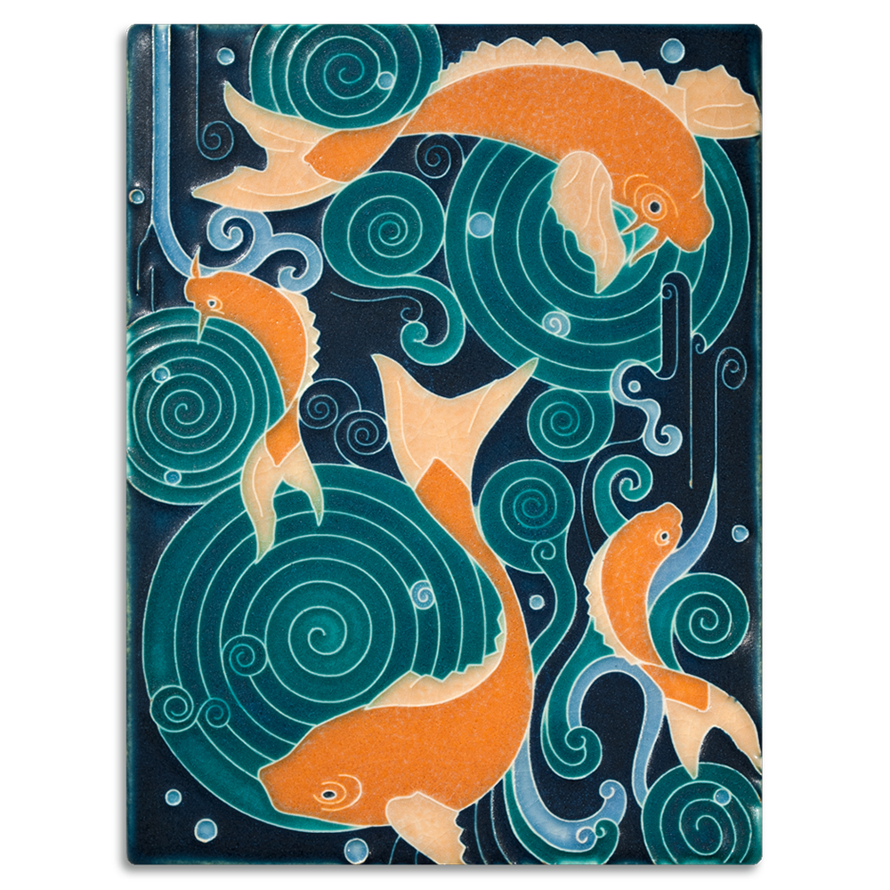 Motawi Koi Pond in Turquoise - 6x8 - Artisan's Bench