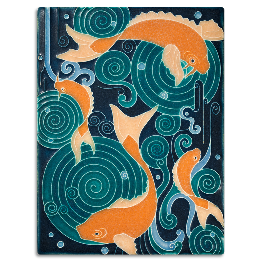 Motawi Koi Pond in Turquoise - 6x8 - Artisan's Bench