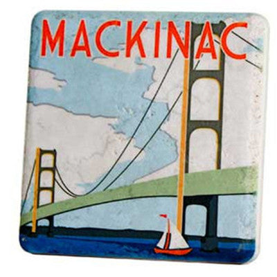 Mackinac Bridge Travel Poster Coaster - Artisan's Bench