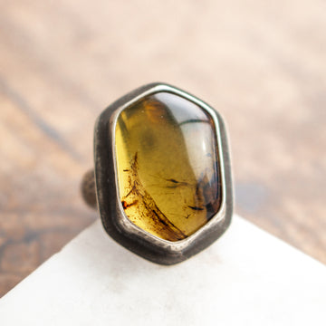 Size 6.5 | Amber Long Hexagon Ring