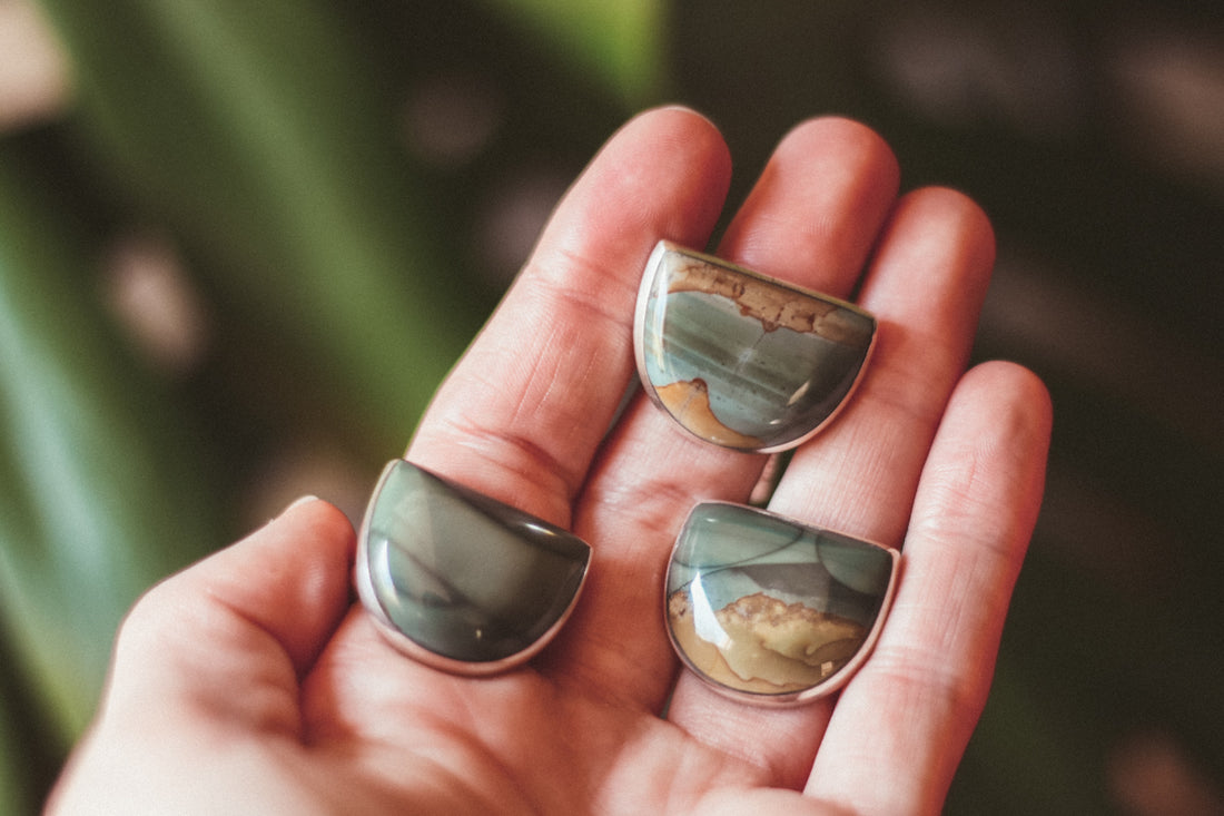 Size 9 | Blue Mountain Jasper Half Moon Ring