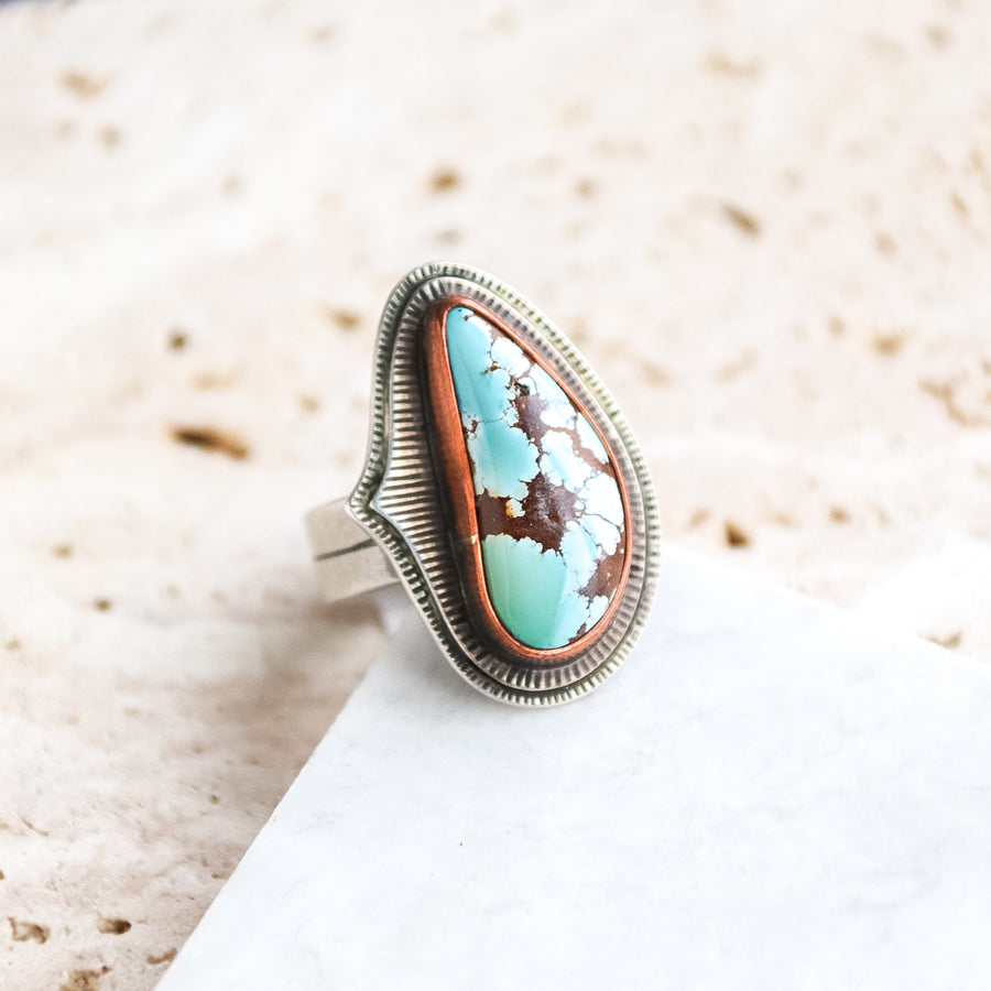 Size 7 | Cheyenne Turquoise + Copper Ring