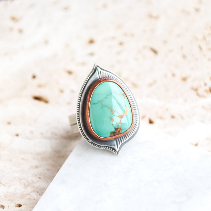 Size 6.75 | Royston Turquoise + Copper Ring